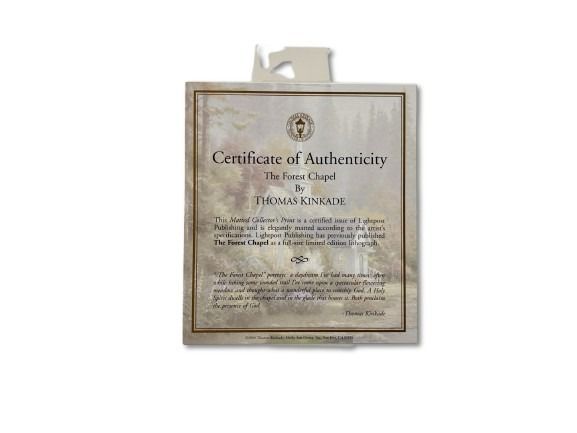Thomas Kinkade "The Forest Chapel" Framed Art Print Matted with 13 x 16 COA 1999