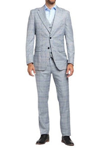 Traje de chaqueta y pantalón Glen Plaid azul bebé Stacy Adams Talla 56L