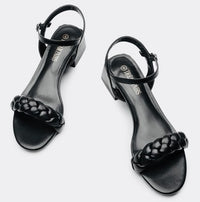 Dream Pairs Sandalias de tacón bajo trenzado para mujer, negras, talla 10, tacón de bloque con punta abierta