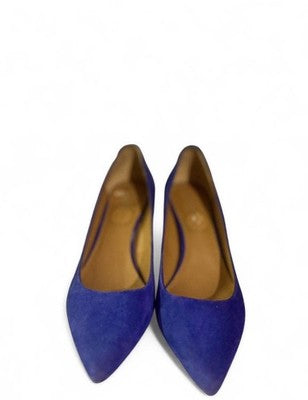 Calvin Klein Gayle Pointy Toe Pumps Blue Suede Stiletto Heels Size 7.5 w/ Box