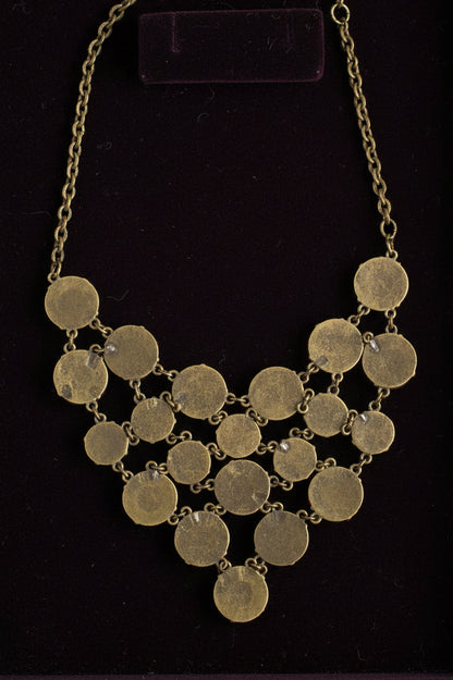 ❤️ Collar babero vintage de malla GV9 con cabujón de lucita roja brillante de 16”