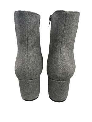 Botines Nine West de tela gris con textura de lana suave y tacón bloque, talla 7.5