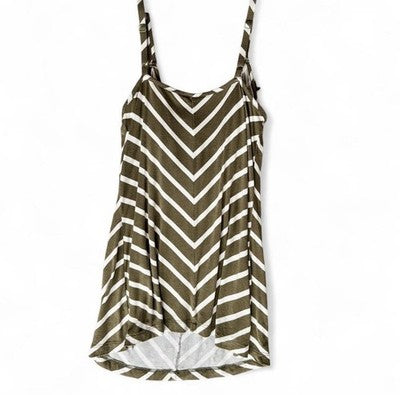 Tommy Bahama Camiseta sin mangas con volantes XS Verde Oliva Rayas Blancas Cami Escote en V