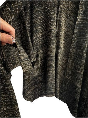 Glitter Wrap Black with Silver Metallic Sparkle Poncho With Belt One Size