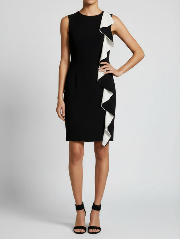 Vestido largo de diseñador elegante negro Karl Lagerfeld, sin mangas T 10