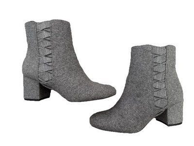 Botines Nine West de tela gris con textura de lana suave y tacón bloque, talla 7.5