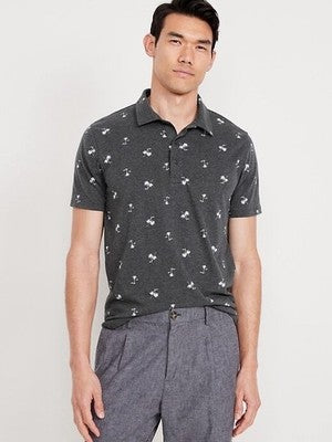 Old Navy XLT Relaxed Fit Palm Tree Polo Shirt NWT Dark Heathered Short Sleeve
