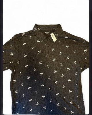 Old Navy XLT Relaxed Fit Palm Tree Polo Shirt NWT Dark Heathered Short Sleeve