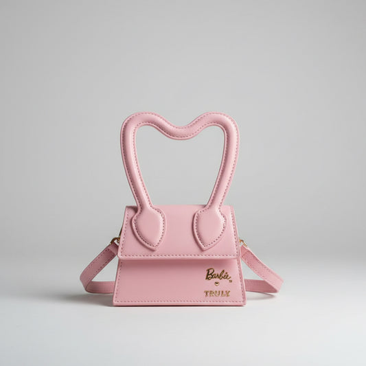 Barbie x Truly Beauty Pink Vegan Leather Heart Handle Crossbody Bag NWOT