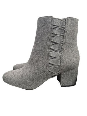 Botines Nine West de tela gris con textura de lana suave y tacón bloque, talla 7.5