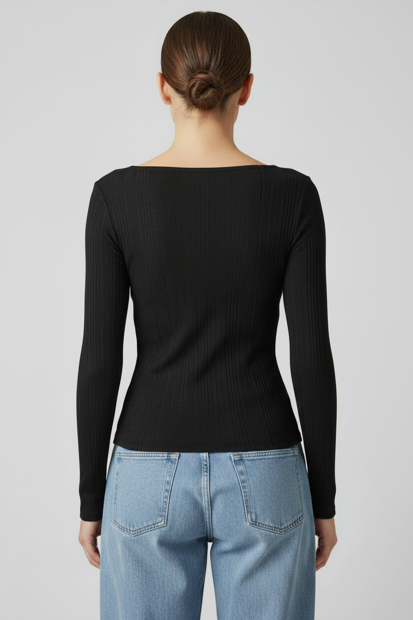 Black long-sleeve shirt back