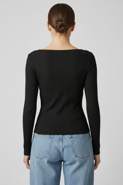 Black long-sleeve shirt back