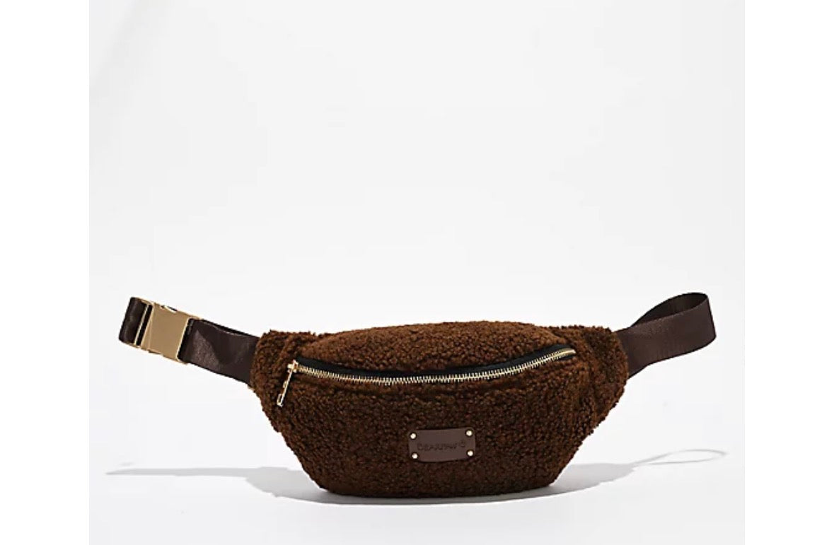 Bearpaw Sherpa Brown Fanny Pack Teddy Belt Bag Cozy Crossbody