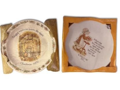 Holly Hobbie Collector Plate Set 1972 Christmas 1975 Mother's Day NEW IN BOX