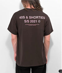 40s & Shorties Brown Logo T-Shirt Pink Script Streetwear XL (46-48)