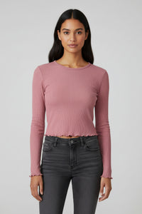 Pink long-sleeve crop top 