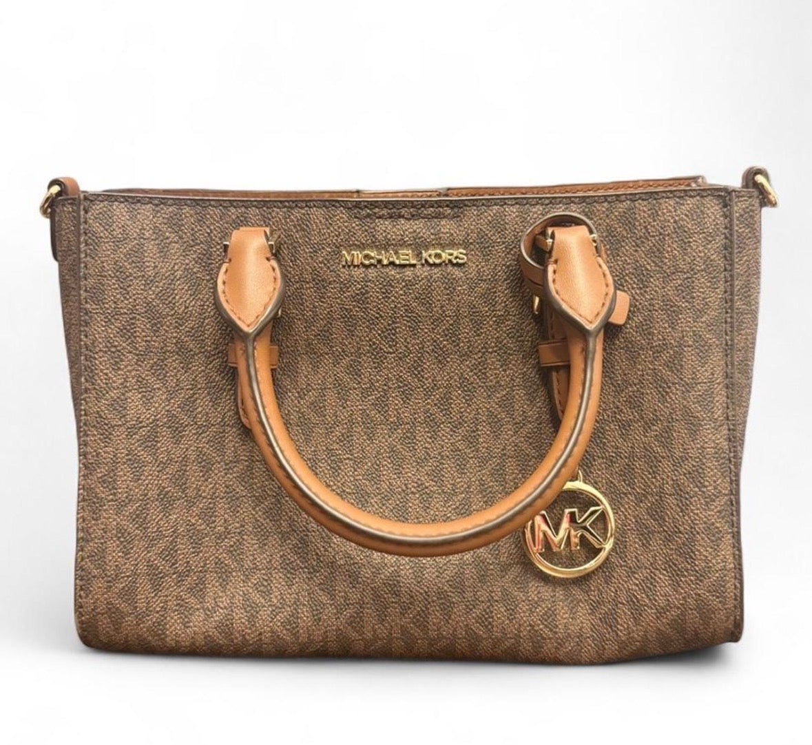 Michael Kors Signature Monogram Satchel – Brown/Tan