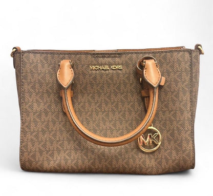 Michael Kors Signature Monogram Satchel – Brown/Tan