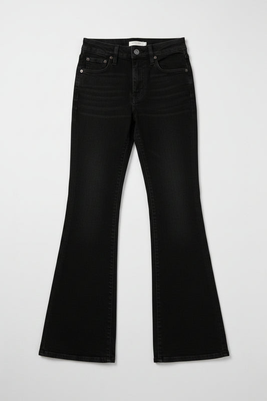 Women's Levi's 726 High Rise Flare Jeans Size 25 Black Stretch Denim Casual